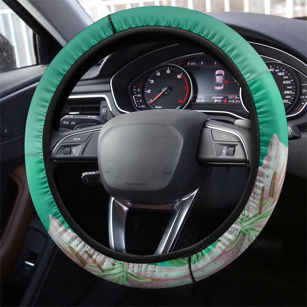 Cameroon National Day Steering Wheel Cover Cameroun Reunification Monument Lily Flowers