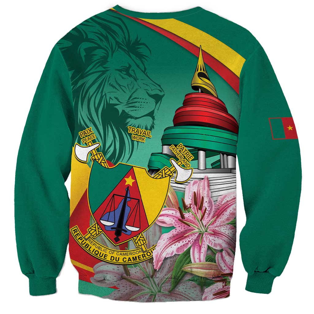 Cameroon National Day Sweatshirt Cameroun Reunification Monument Lily Flowers