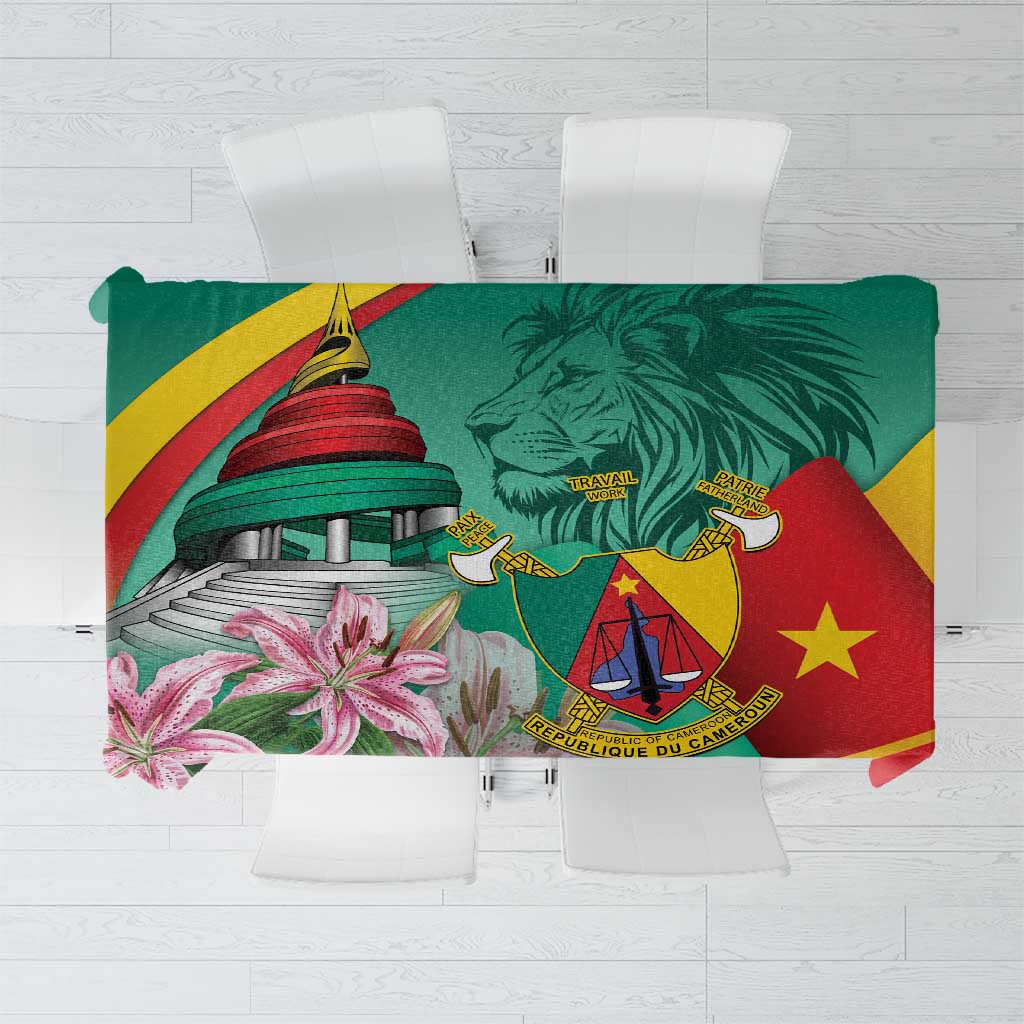 Cameroon National Day Tablecloth Cameroun Reunification Monument Lily Flowers