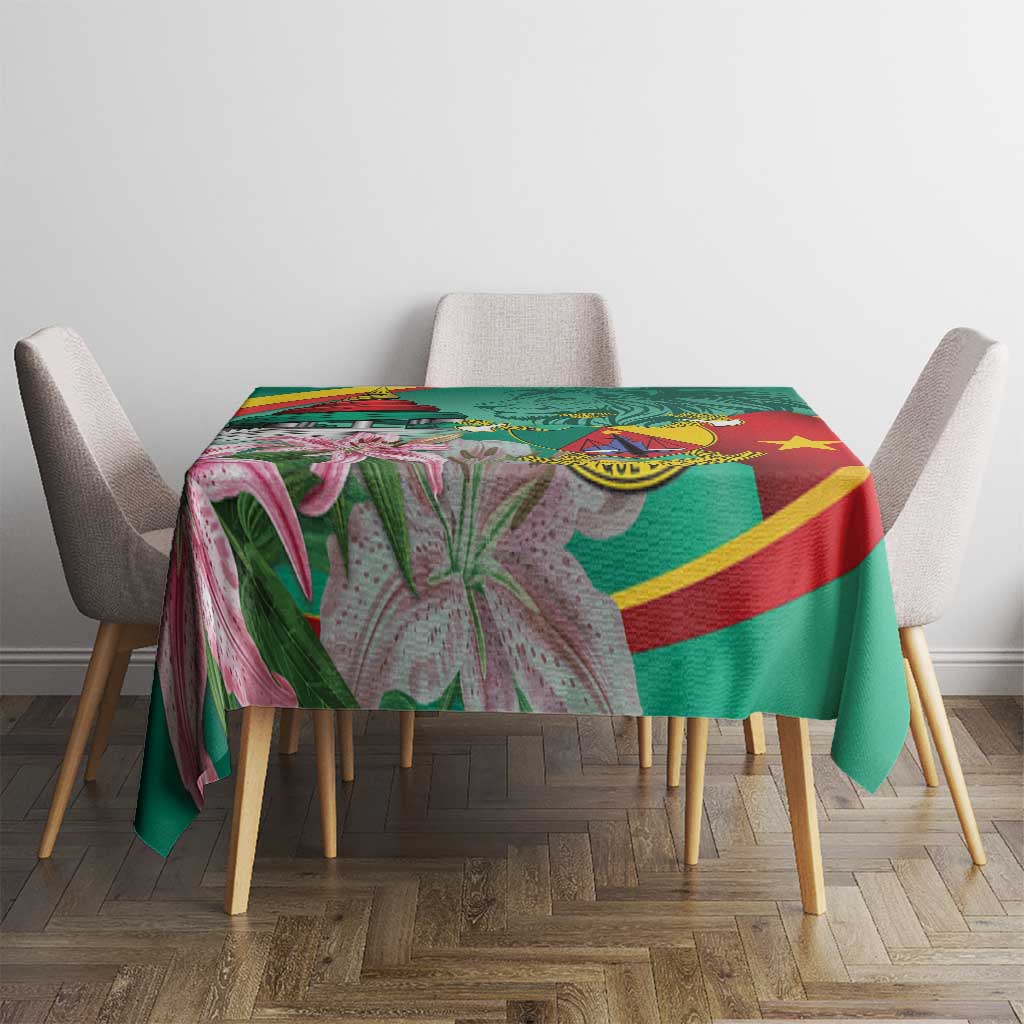 Cameroon National Day Tablecloth Cameroun Reunification Monument Lily Flowers