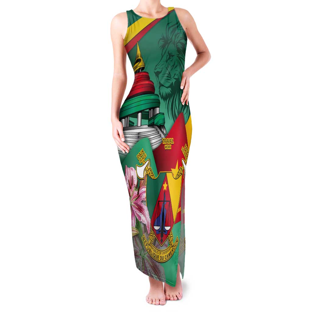 Cameroon National Day Tank Maxi Dress Cameroun Reunification Monument Lily Flowers