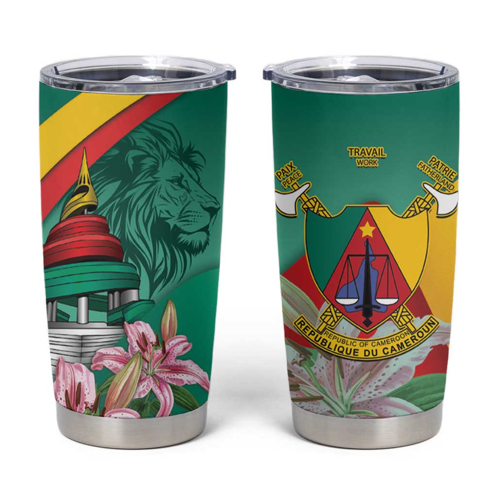 Cameroon National Day Tumbler Cup Cameroun Reunification Monument Lily Flowers