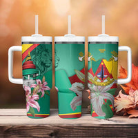 Cameroon National Day Tumbler With Handle Cameroun Reunification Monument Lily Flowers