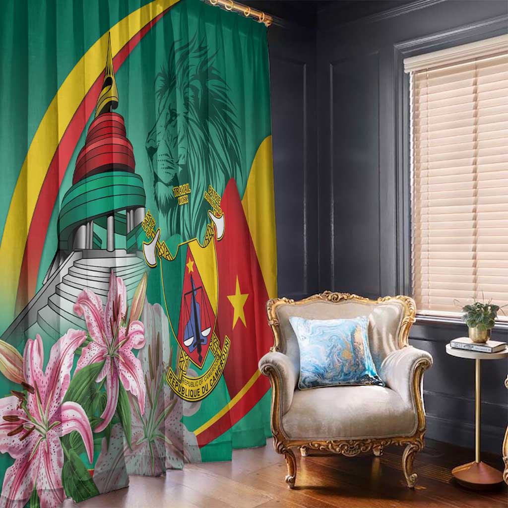 Cameroon National Day Window Curtain Cameroun Reunification Monument Lily Flowers