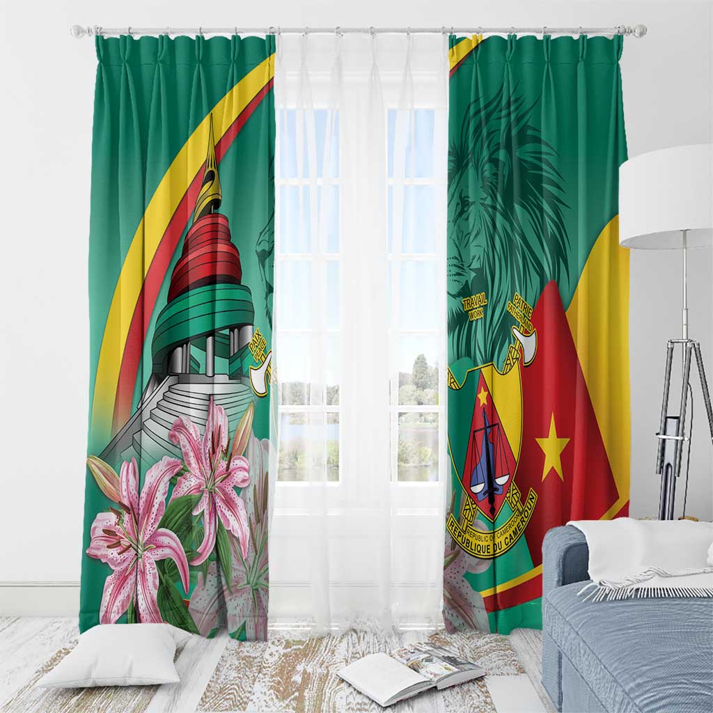 Cameroon National Day Window Curtain Cameroun Reunification Monument Lily Flowers