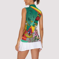 Cameroon National Day Women Sleeveless Polo Shirt Cameroun Reunification Monument Lily Flowers
