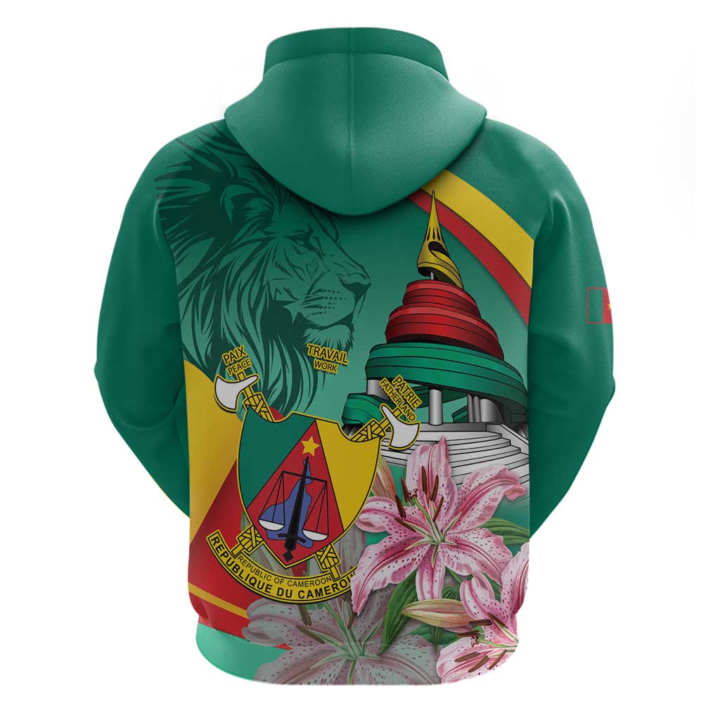 Cameroon National Day Zip Hoodie Cameroun Reunification Monument Lily Flowers