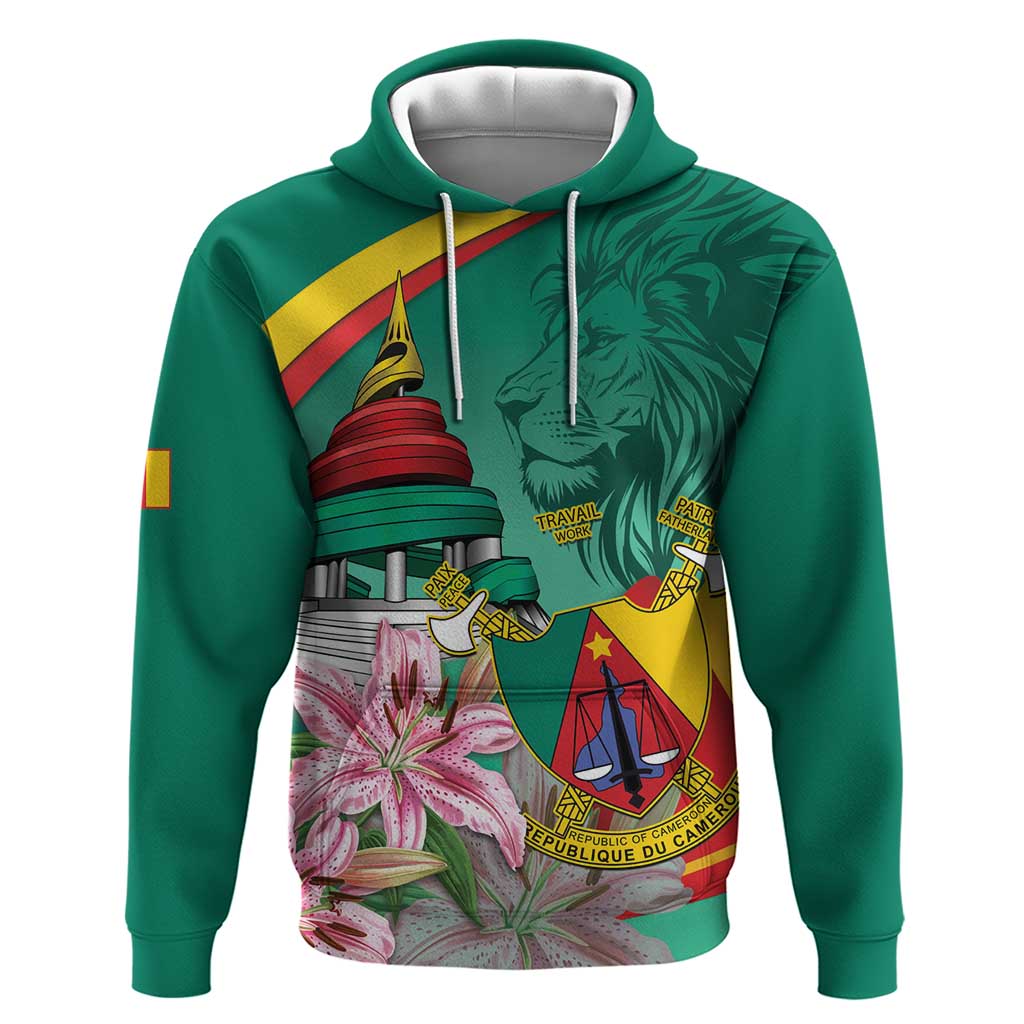 Cameroon National Day Zip Hoodie Cameroun Reunification Monument Lily Flowers