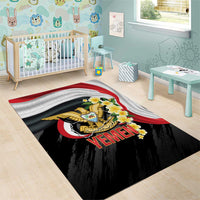 Yemen Unification Day Area Rug Coat Of Arms With Frangipani