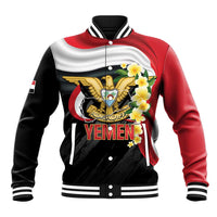 Yemen Unification Day Baseball Jacket Coat Of Arms With Frangipani