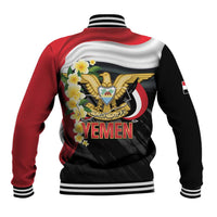Yemen Unification Day Baseball Jacket Coat Of Arms With Frangipani