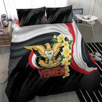 Yemen Unification Day Bedding Set Coat Of Arms With Frangipani