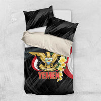 Yemen Unification Day Bedding Set Coat Of Arms With Frangipani