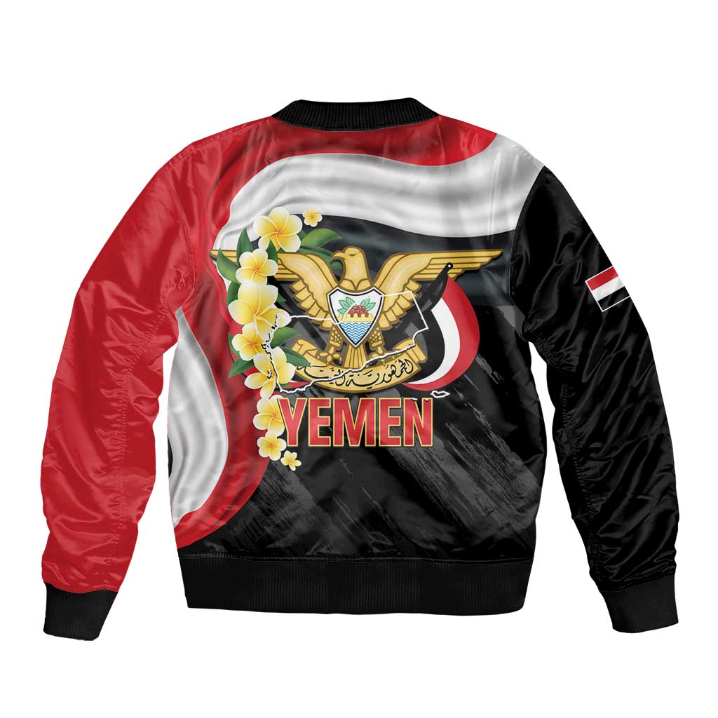 Yemen Unification Day Bomber Jacket Coat Of Arms With Frangipani