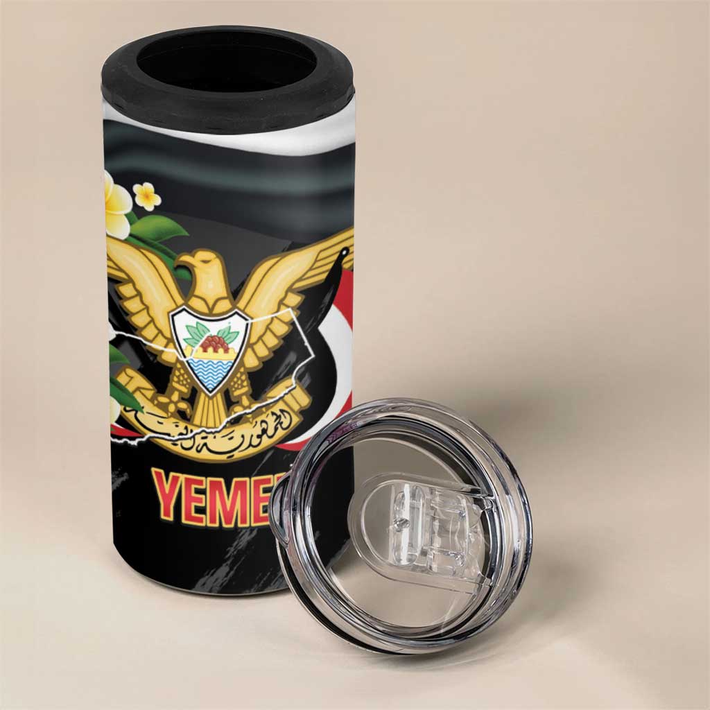 Yemen Unification Day 4 in 1 Can Cooler Tumbler Coat Of Arms With Frangipani
