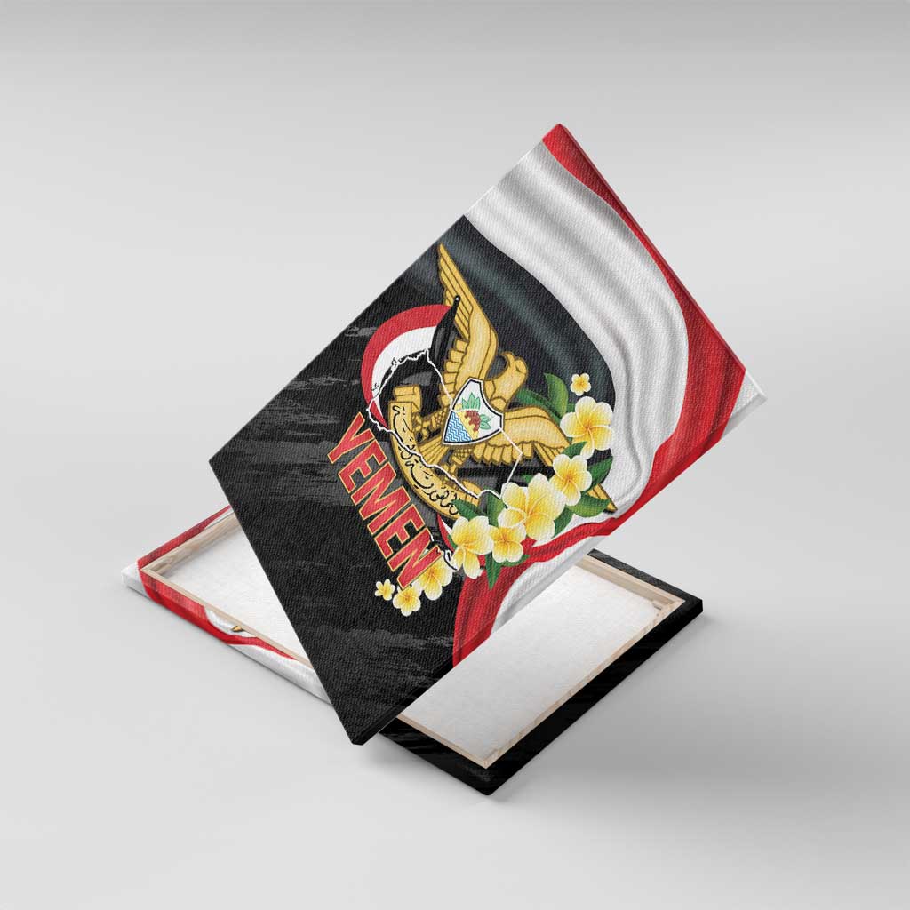 Yemen Unification Day Canvas Wall Art Coat Of Arms With Frangipani