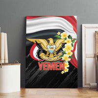 Yemen Unification Day Canvas Wall Art Coat Of Arms With Frangipani
