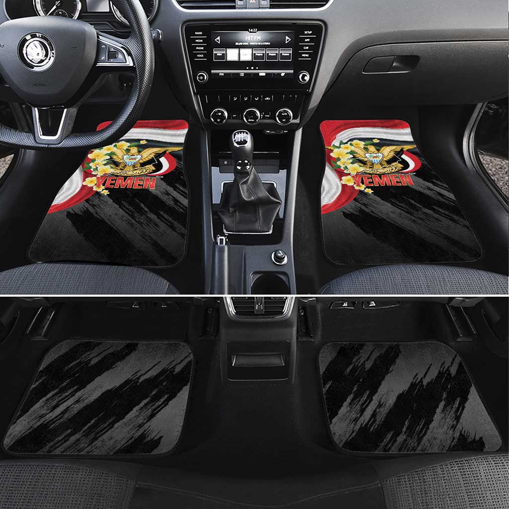 Yemen Unification Day Car Mats Coat Of Arms With Frangipani