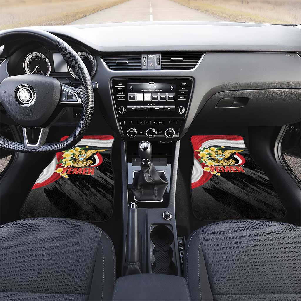 Yemen Unification Day Car Mats Coat Of Arms With Frangipani