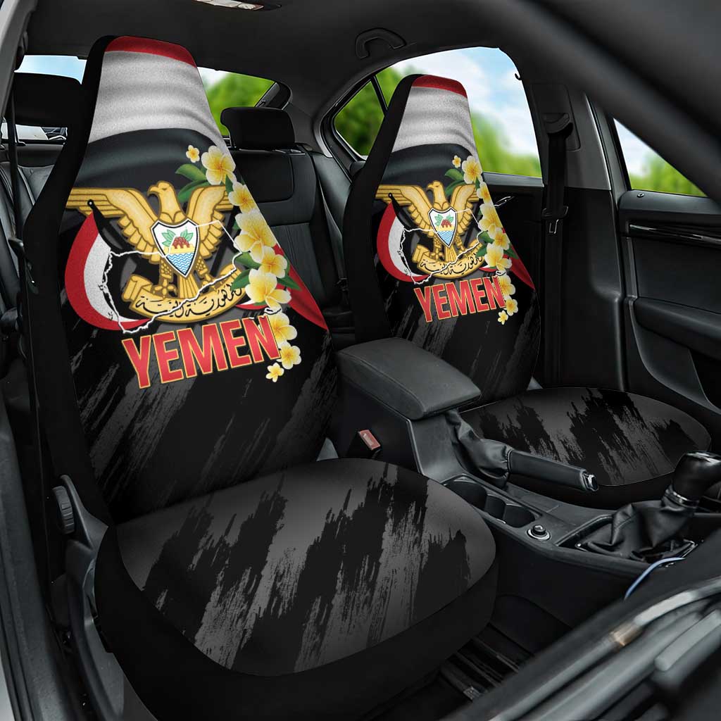 Yemen Unification Day Car Seat Cover Coat Of Arms With Frangipani