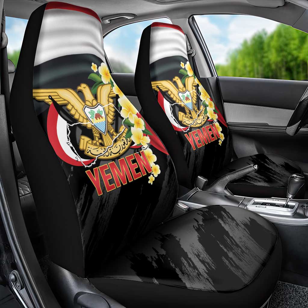 Yemen Unification Day Car Seat Cover Coat Of Arms With Frangipani