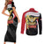 Yemen Unification Day Couples Matching Short Sleeve Bodycon Dress and Long Sleeve Button Shirt Coat Of Arms With Frangipani
