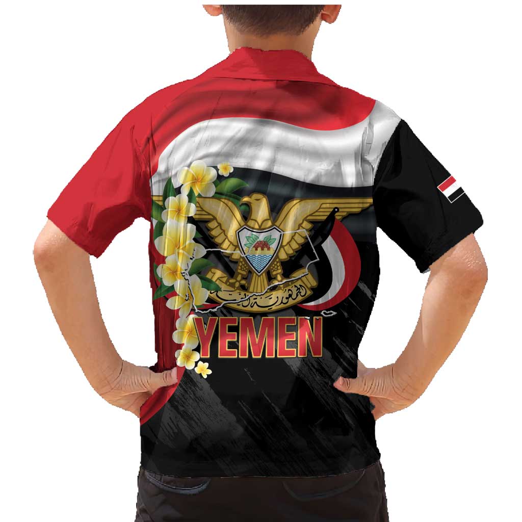 Yemen Unification Day Family Matching Mermaid Dress and Hawaiian Shirt Coat Of Arms With Frangipani