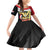 Yemen Unification Day Family Matching Off Shoulder Short Dress and Hawaiian Shirt Coat Of Arms With Frangipani