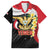 Yemen Unification Day Family Matching Off Shoulder Short Dress and Hawaiian Shirt Coat Of Arms With Frangipani