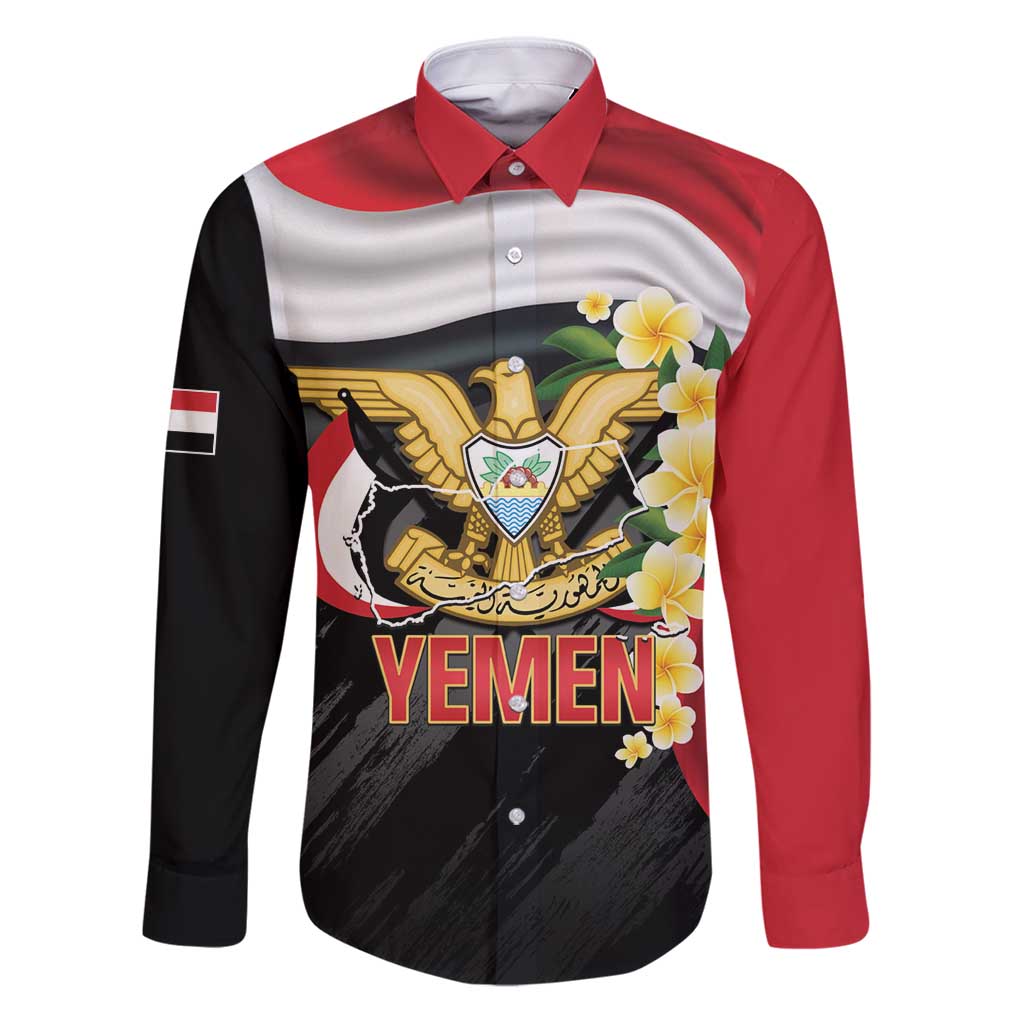 Yemen Unification Day Family Matching Puletasi and Hawaiian Shirt Coat Of Arms With Frangipani