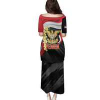 Yemen Unification Day Family Matching Puletasi and Hawaiian Shirt Coat Of Arms With Frangipani