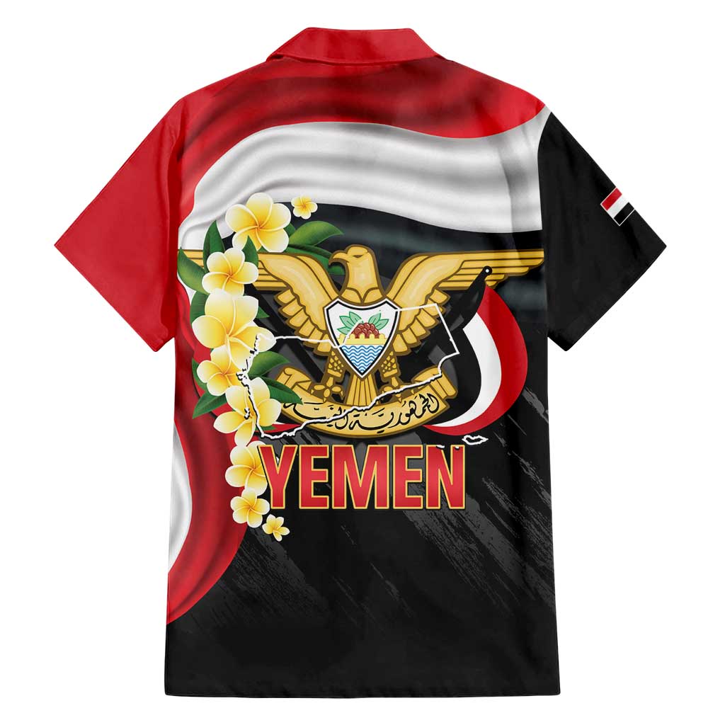 Yemen Unification Day Family Matching Short Sleeve Bodycon Dress and Hawaiian Shirt Coat Of Arms With Frangipani