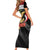Yemen Unification Day Family Matching Short Sleeve Bodycon Dress and Hawaiian Shirt Coat Of Arms With Frangipani