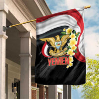 Yemen Unification Day Garden Flag Coat Of Arms With Frangipani