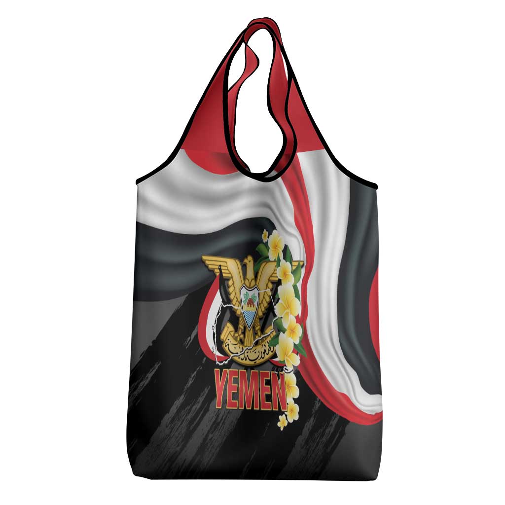 Yemen Unification Day Grocery Bag Coat Of Arms With Frangipani