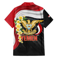 Yemen Unification Day Hawaiian Shirt Coat Of Arms With Frangipani