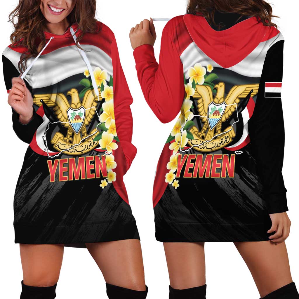 Yemen Unification Day Hoodie Dress Coat Of Arms With Frangipani