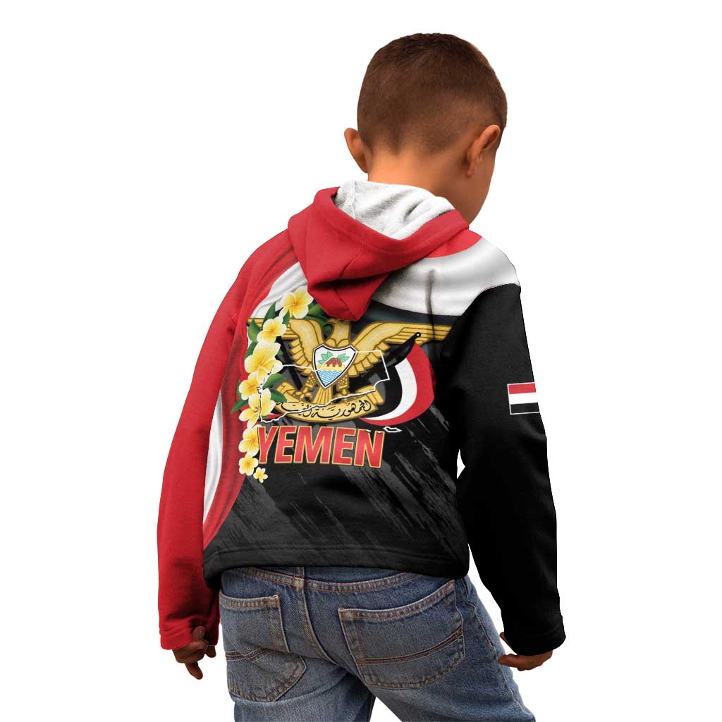 Yemen Unification Day Kid Hoodie Coat Of Arms With Frangipani