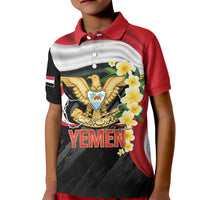 Yemen Unification Day Kid Polo Shirt Coat Of Arms With Frangipani