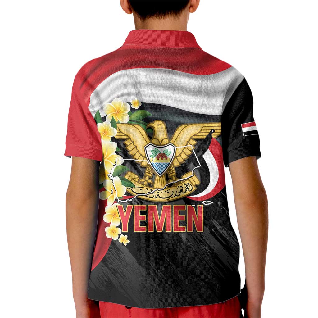 Yemen Unification Day Kid Polo Shirt Coat Of Arms With Frangipani
