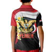 Yemen Unification Day Kid Polo Shirt Coat Of Arms With Frangipani