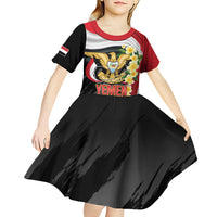 Yemen Unification Day Kid Short Sleeve Dress Coat Of Arms With Frangipani
