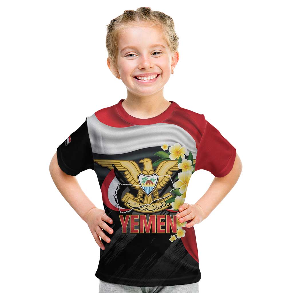 Yemen Unification Day Kid T Shirt Coat Of Arms With Frangipani