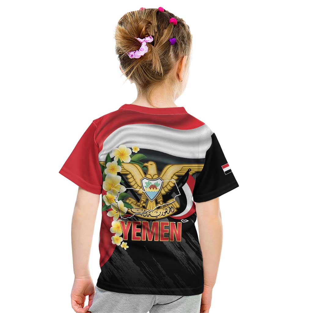 Yemen Unification Day Kid T Shirt Coat Of Arms With Frangipani