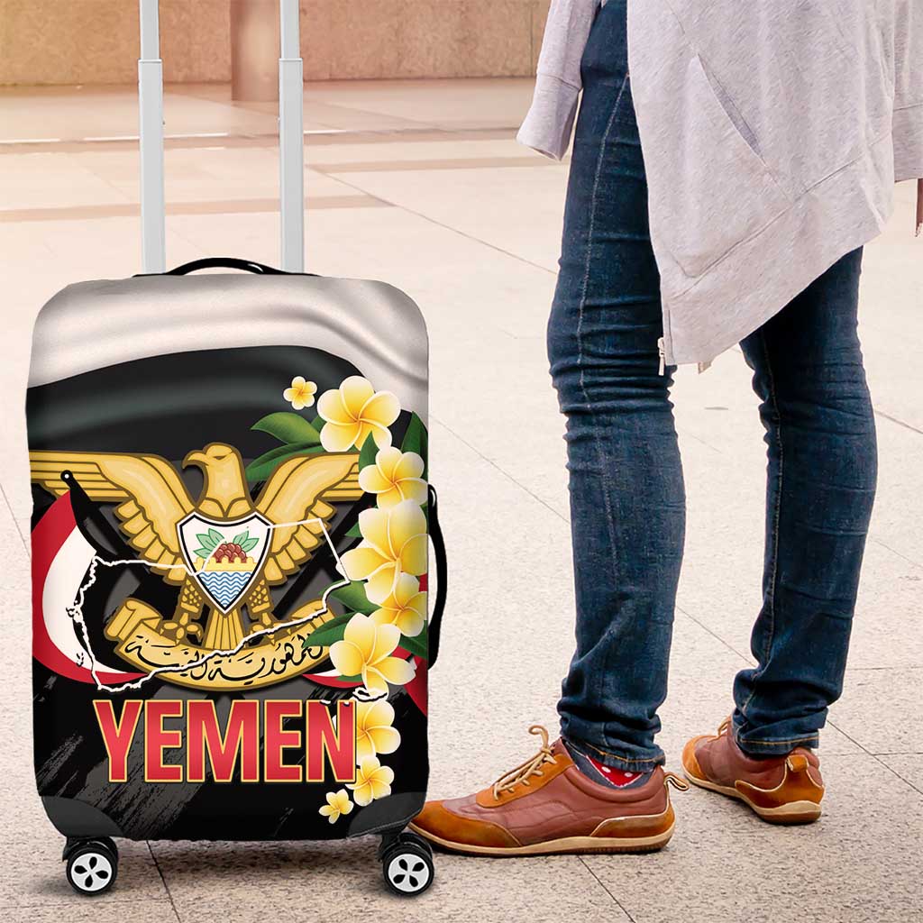 Yemen Unification Day Luggage Cover Coat Of Arms With Frangipani