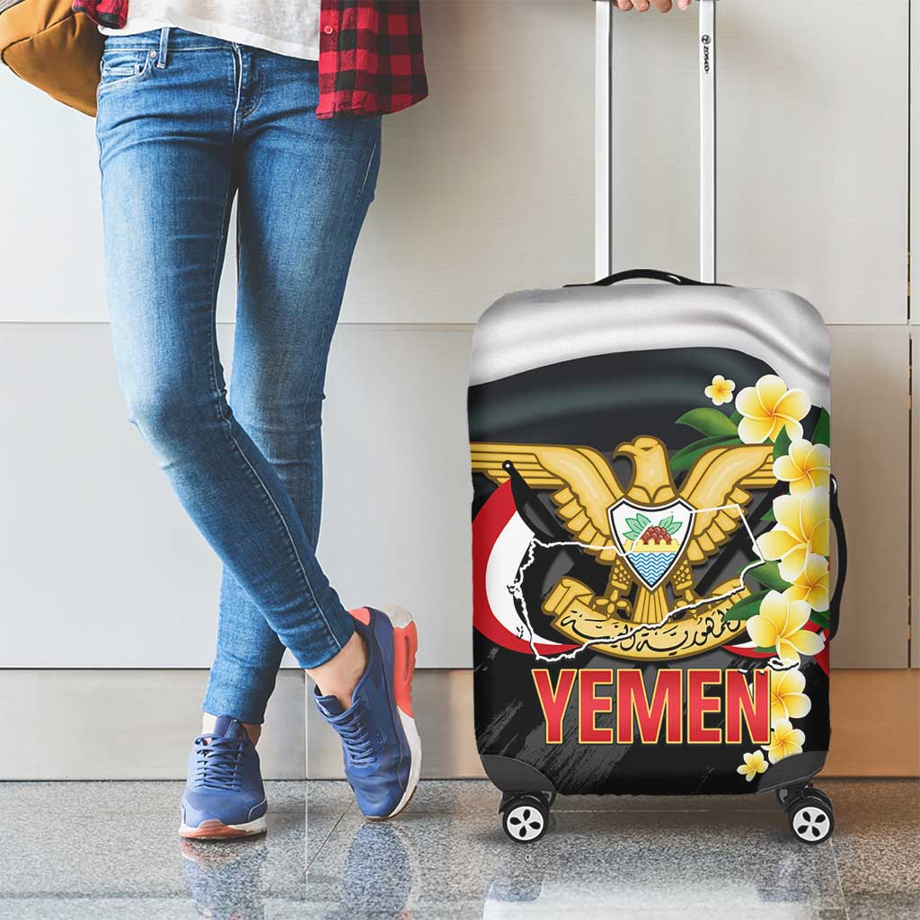 Yemen Unification Day Luggage Cover Coat Of Arms With Frangipani