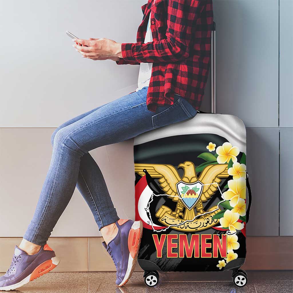 Yemen Unification Day Luggage Cover Coat Of Arms With Frangipani