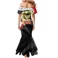 Yemen Unification Day Mermaid Dress Coat Of Arms With Frangipani