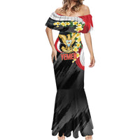 Yemen Unification Day Mermaid Dress Coat Of Arms With Frangipani