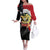 Yemen Unification Day Off The Shoulder Long Sleeve Dress Coat Of Arms With Frangipani